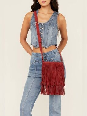 Suede Fringe Crossbody Bag